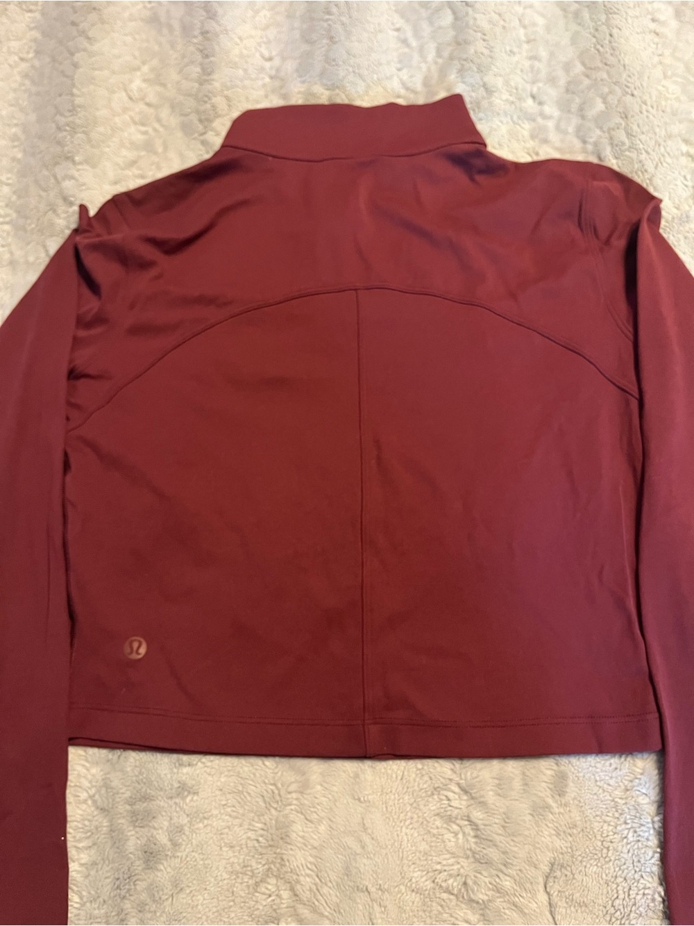 Lululemon Long Sleeve Cropped Mock Neck Top - Burgundy - Picture 5 of 6